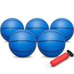 6'' Mini Indoor Basketballs Toy for Mini Basketball Hoop, Kids Toddlers Rubber Bouncy Soft Ball for Playground Pool Beach, Small Basketballs with Pump for Room Office Sports Fun Party(5PCS/Blue)