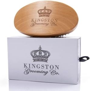 Brosse à vagues pour hommes - Brosse à cheveux 100% sanglier pour hommes, Brosse Perfect Edge et Hair Waver, Brosse 360 Waves, Idéal avec Durags - Sensation moyenne - Étui de voyage inclus.
