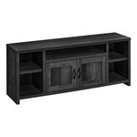 Monarch Specialties Entertainment Center/Media Console - 2 Storage Cabinets and 5 Shelves - Modern Farmhouse TV STAND, 60"L, BLACK