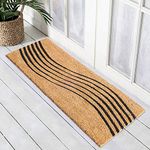 Onlymat Waved Design Welcome Doormat (Black & Brown) Long-Lasting, Heavy-Duty, Weather Resistant Entryway Rug Coco Coir with Vinyl Backing for Indoor & Covered Entrances - 120 x 40 cm, Rectangular
