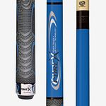 Players HXTP4 Jump Break Pool Cue Quadruple Threat Pure X® Features a Blue Forearm, Extended Mz Grip Technology Wrap, and Pure X® Technology Jump Break Shaft with Carbon Fiber Impact System and XLG Quad Face 12.75mm tip, 21-Ounce