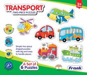 Frank Transport Puzzles - A Set of 6 Two-Piece Shaped Jigsaw Puzzle for Kids Above 3+ Years - Fun & Challenging Brain Booster Games - Educational Puzzles - 33807