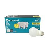 EcoSmart 60W Equivalent Bright White A19 Energy Star + Dimmable LED Light Bulb (4-Pack)