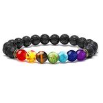 Widamin Chakra Bracelets, 8mm Beads Anxiety Bracelet Natural Volcanic Stone, Yoga Beads Bracelet Crystal Bracelet for Women and Men (TQ-001)