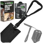 Rhino USA Folding Survival Shovel w/Pick - Heavy Duty Carbon Steel Military Style Entrenching Tool for Off Road, Camping, Gardening, Beach, Digging Dirt, Sand, Mud & Snow