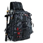 Night Cat Fishing Tackle Backpack: Fishing Bag with Rod Holder Fly Sling Bag Fishing Shoulder Storage Bags