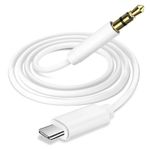 UBRONIK® Strong White USB C to 3.5mm Audio Adapter Hi-Fi Stereo Type C to Aux Headphone Male Cord Car Auxiliary Cable Compatible with iPhone 15 Pro Max/15 Pro/15 Plus, Samsung, oneplus