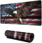 ZTHLL Desk Mat,American Flag Eagle Spreads Wings Gaming Mouse Pad,XXL Extended Mouse Pad Mat for Office,Computer,Keyboard with Non-Slip Base Stitched Eges Mousepad 35''×15.7''×0.12''