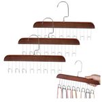 4 Pack Tank Top Bra Hanger, Wood Tie and Belt Hanger, Anti Slip Multi Hook Coat Rack, Hanging Closet Organization Storage Holder for Belts, Ties, Scarfs, Bras, Camisoles (Dark Brown)