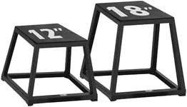 Yes4All Metal Plyo Box, Steel Plyometric Box - Sturdy, Anti-Slip, and Perfect for Home Gym Workouts - Combo 12in + 18in