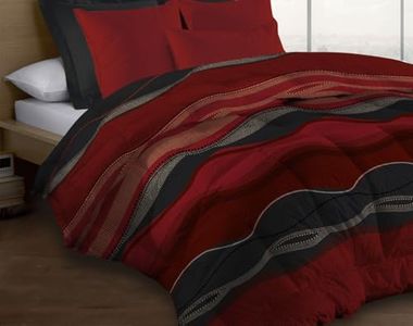 Le linge de Jules Couette Microfibre 220x240 - Imprimée Double-Face - 550 grs/m2 - Baltic Rouge