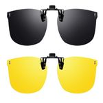 Night Driving Day & Night Clip On Sunglasses Over Prescription Glasses Nighttime Anti Glare Night Vision Glasses