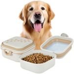 Desired Tools - Collapsible Dog Water Bowl 30oz, 2 in 1 Portable Travel Dog Food Bowl with Lid, Easy Carry Loop Handle, Foldable Dog and Cat Food Bowl, Perfect for Traveling, Walking, Hiking (White)