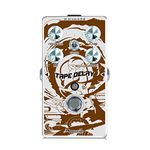 Amuzik Tape Delay Guitar Effects Pedal Mini Size with Art Design for Electric Guitar and Bass, Brown and white