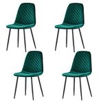 AINPECCA Set of 4 Velvet Dining Chairs Ergonomic Backrest Thickened Cushion with Matte Metal Legs for Dressing Lounge Living Room Office Bedroom(Green)