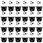 Maigendoo 48pcs Sports Party Supplies Cupcake Toppers and Wrappers Cute Cake Toppers Football Cupcake and Cake Decoration Soccer Theme Birthday Party Decor for Boys Girls Baby Shower