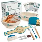 Banneton Bread Proofing Basket Set, 9 Inch Round & 10 Inch Oval Banneton Basket & Sourdough Bread Baking Supplies, with Danish Dough Whisk, Silicone Bread Sling, Linen Liner, Bread Lame, Bowl Scraper