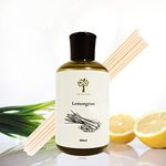 PRISTINE Citrusy Lemongrass Scented Essential Oil/Reed Diffuser Oil Refill with 5 Free Cotton Reed Sticks Fragrance for Office, Bedroom,Living Room, or Bathroom, Oil Diffuser Refill, Home Decor, 6 oz