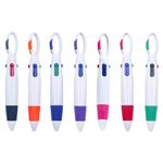 7-Pack Retractable Multicolor Pens with Carabiner Clip - Portable 4-in-1 Ballpoint Keychain with Carabiner - Ideal for Office School Students Adults Kids - Perfect Gifts & Favors