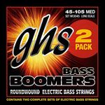 GHS Strings M3045-2, 4-String Bass Boomers, Nickel-Plated Electric Bass Strings, Long Scale, Medium, 2 Pack (.045-.105)