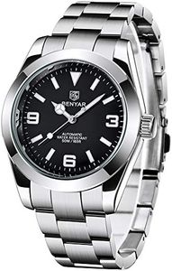 BENYAR Élégante Montre mécanique Automatique 41MM pour Hommes, étanche, avec Bracelet en Acier Inoxydable, Lumineuse et décontractée, Montre-Bracelet analogique d'affaires, Noir-5177