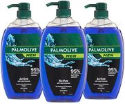 Palmolive Men Body Wash 3L (3x1L), Active with Sea Minerals, Soap Free Shower Gel, No Parabens or Phthalates