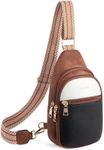 Telena Sling Bag for Women Crossbody Fanny Packs for Women Leather Sling Chest Bag with Adjustable Strap Black/Brown