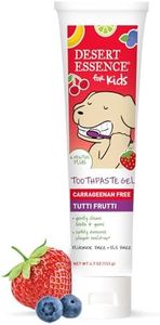 Desert Essence, Tutti Frutti Toothpaste Kids Gel, 4.7 oz. - Safe to Swallow, Fluoride Free, SLS Free, Gluten-Free, Vegan, Plant Powered Formula, Great Tasting, Removes Plaque and Buildup