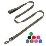 Hyhug Pets Adjustable Length Lead with Super Soft Neoprene lined Handle for Large Medium Dogs Walking, Professional Training (Large, Military Green)