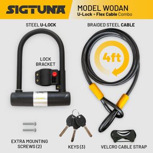 SIGTUNA Bike U Lock – Heavy Duty, Yellow Anti-Theft Bicycle Lock