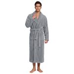 PJGGZ Men's Shawl Collar Bathrobe, Soft Long Towel Robe for Men - Super Absorbent Quick Dry yet Warm(Grey,2XL/3XL)