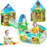 3PC Dinosaur Kids Tent with Roar Button & Ball Pit & Crawl Tunnel, Kids Play Tents for Toddlers, Boys & Girls Pop Up Playhouse Dinosaur Toys for Baby Indoor/Outdoor, Kid?¡¥s Dinosaur World Gift (D03)