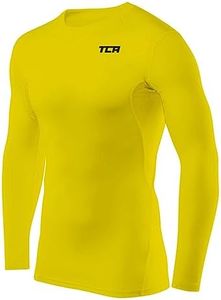 TCA Hyperfusion Compression Base Layer Maglia Manica Lunga sotto Maglia da Uomo - Girocollo - Giallo, XL