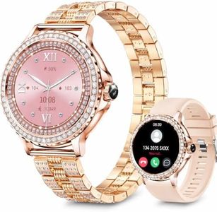 Smart Watches for Women Answer/Make Calls, 1.3”Diamonds HD Smart Watch with Message Reminder, 120+ Sports Modes Smartwatch with Heart Rate/SpO2/Sleep Monitor, Fitness Trackers for Android iOS Rosegold