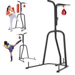 VEVOR 2 in 1 Punching Bag Stand, Steel Heavy Duty Workout Equipment, Adjustable Height Boxing Punching Bag and Speed Bag Stand, Freestanding Sandbag Rack, Holds Up to 400 lbs, for Home Gym Fitness