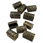 MAYiT Mini Pirate Treasure Chests,10pcs Vintage Pirate Jewelery Box Games Toy Set for Children Play Favor Party Supplies Decor Store Gold Coins Gems