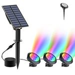 NATPOW Solar Pond Lights, 18 LED Super Bright RGB Landscape Spotlights IP68 Underwater Pond Lights Submersible LED Lights for Fish Aquarium Tank Garden Yard Pool Fountain Pond (3 Head Lamp)