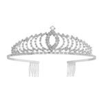 Vofler Silver Tiara Crystal Crown Headband Headpiece Rhinestone Hair Jewelry Decor for Women Ladies Little Girls Bridal Bride Princess Halloween Costume Party Birthday Wedding Pageant Prom with Combs