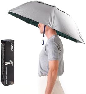 Luwint 36'' Diameter Elastic Fishing Gardening Folding Umbrella Hat Headwear, Silver