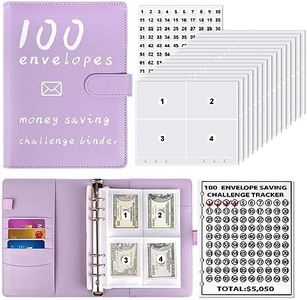 Vodolo 100 Envelopes Money Savings Challenge Book, Budgeting Binder and Cash Saving Kit with Pouches, Family Emergency Binder (Purple)