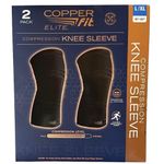 Copper Fit Elite Knee Compression Sleeve Knee Brace 2-Pack, Black (Large/X-Large, 16''-20''),2.0 Count