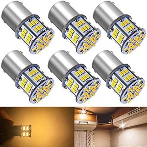 BlyilyB BA15D 1130 1142 1176 LED Bulb Bright Warm White Interior LED Light Bulb for Car Trailer Marine RV Camper Boat As Tail Light - (Pack of 6)