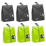 Lify Travel Shoe Bags with View Water-Resistant Shoe Bags，Portable Nylon Travel Shoe Organiser Bags with Zipper for Women Men，6 Pack (Florescent(Neon Green) & Grey)