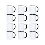 DSRTE Sublimation Blanks Mugs 11oz,Set of 12 Sublimation Blanks Coffee Mugs Ceramic Mugs with Black Handle and Inner