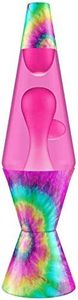 Pink and Tie Dye Spiral Lava® Lamp | 14.5" Inches Tall | Aluminum Base and Cap with 25W Bulb Included | Classic/Vintage Liquid Motion Lamps | Multi-Colored Dynamic Blob Effects