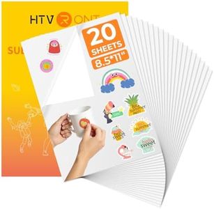 HTVRONT Sublimation Sticker Paper - 20 Pcs Matte White Waterproof Sublimation Stickers