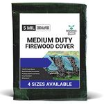 6' x 24' Wood Pile Poly Tarp Cover - Reversible Multi-Purpose - Green and Brown Water Resistant PE Cover - 5 Mil Thick 10 x 10 Weave - for Woodpiles/Firewood Piles, Construction, and Ground Covers