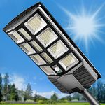 Baiston Solar Street Lights Outdoor: Dusk to Dawn Solar Parking Lot Lights with 3 Modes Motion Sensor Remote Control, 6500K 374 Leds Commercial Solar Lights for Outside, Backyard, Garage, Barn, Garden