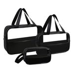 Travel Makeup Pouch Set Toiletry Bag Cosmetic Organizer Bag for Women and Girls Toiletry Storage Kit Set of 3 (Black)