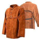 LeaSeek Leather Welding Jacket, Heavy Duty Welding Apron with Sleeve, Flame Resistant Work Jacket (Medium)